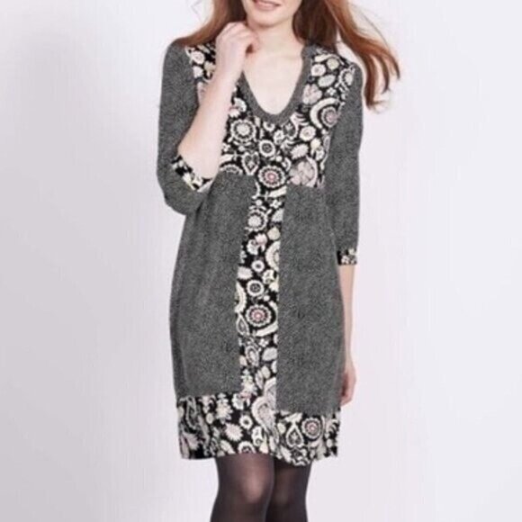 Boden Mollie Floral Patchwork Polka Dot Dress 14L - Picture 1 of 8